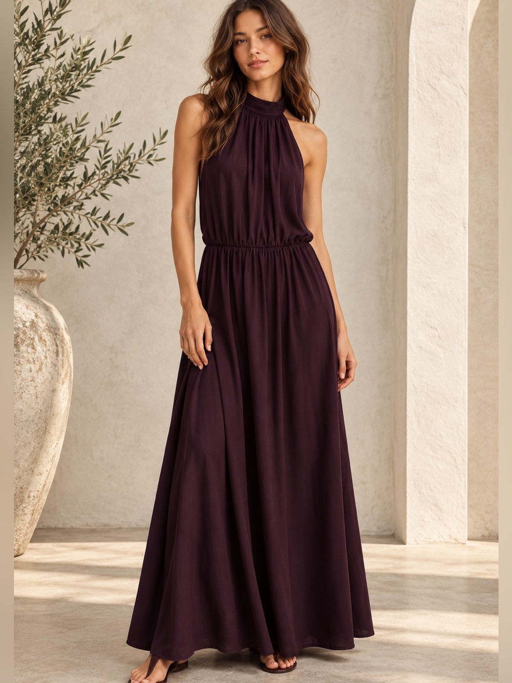 H&M Deep Purple Halterneck Maxi Dress – NWT – Size Large